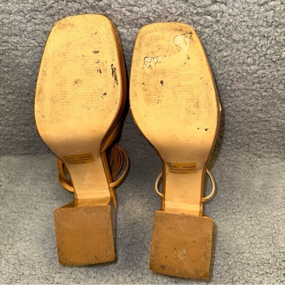 Ego Women's Shoes Beige Size 9 Faux Leather Dreamer Block Heel Ankle Tie Sandals - Picture 5 of 14